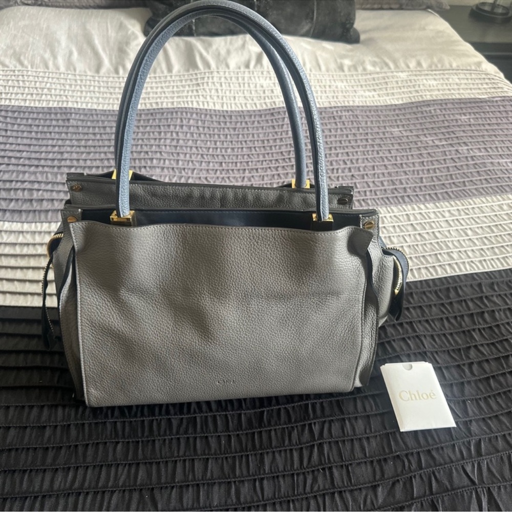 CHLOÉ Large Dree Tote - Pristine Blue-Gray Leather - 2014 Classic - Picture 4 of 6